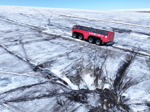 Navigate safely alongside deep crevasses, offering a thrilling yet secure journey.