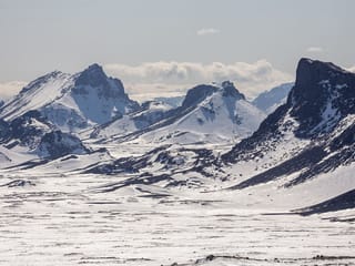 Snowcovered Jarlhettur mountain range