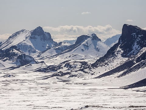 Snowcovered Jarlhettur mountain range