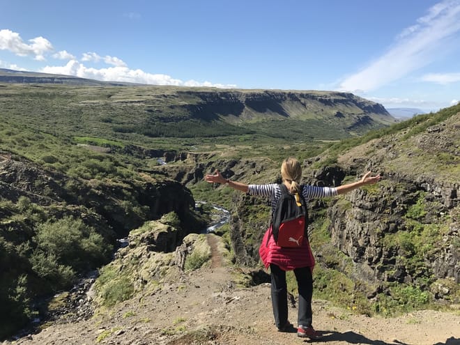 beautiful view from Glymur waterfall