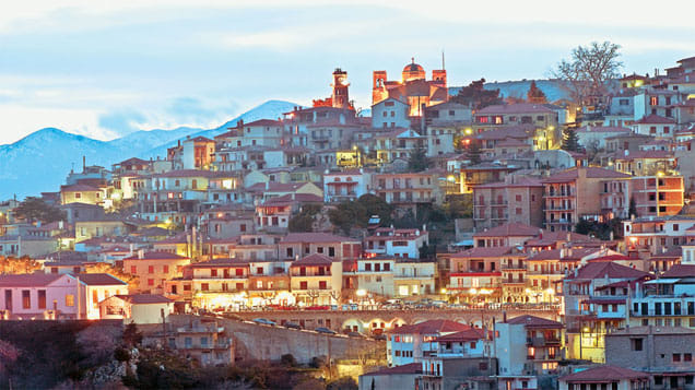 Arachova village view with mountain scenery