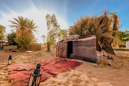 Authentic Desert Oasis Camp In Merzouga Dunes For Overnight