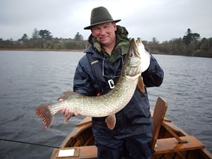 Pike fishing by boat on Lough Corrib, 2 fishermen. Galway. Private guided. French/Eng