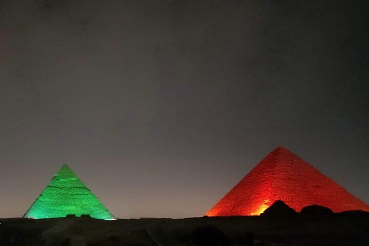 Pyramids Light Show Visit Egypt Viaje a Egipto Egypt Tours Kareem Egypt Guide Egypt Guide Pyramids Of Giza Private Tour Egypt Egypt Travel Package Local Guide in Egypt Tours in Egypt