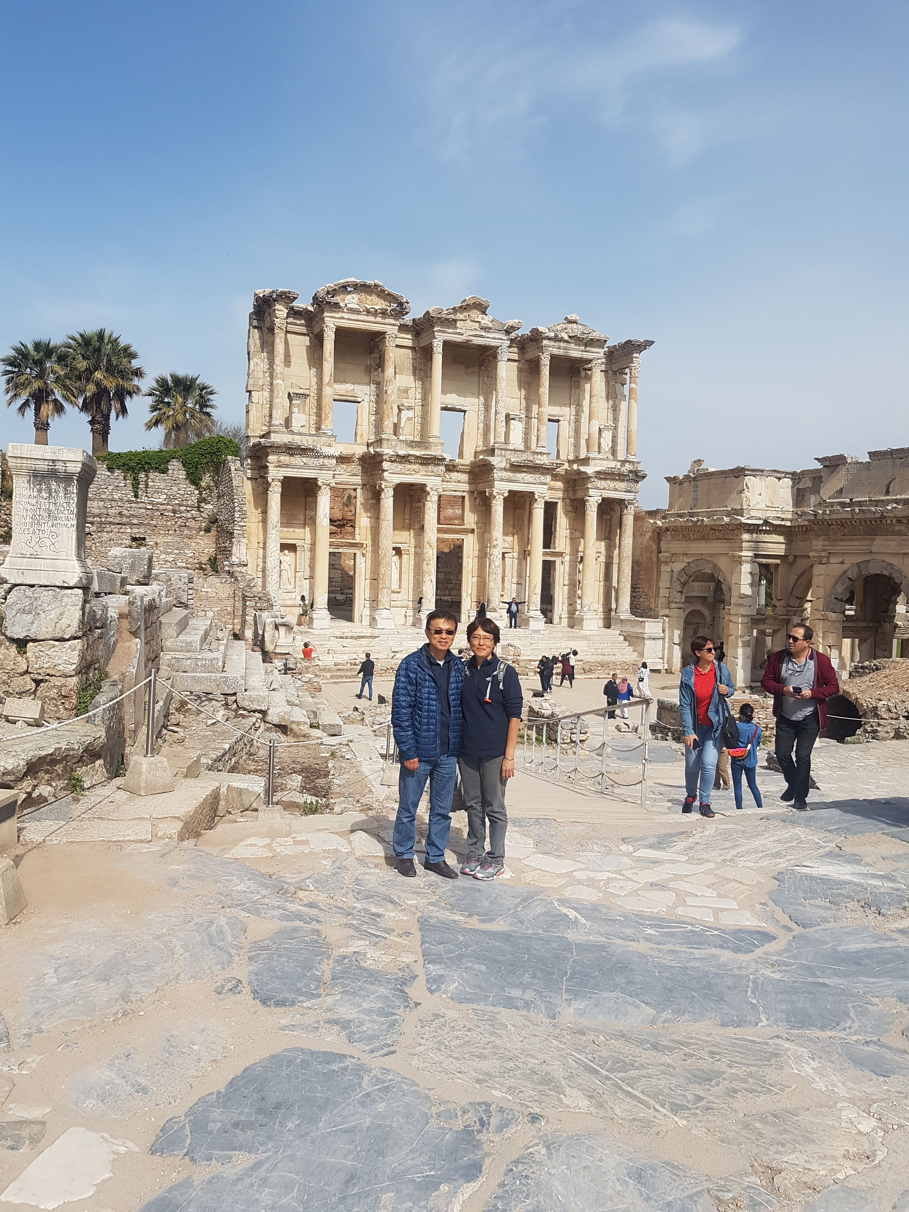 The celsus library with tourists
