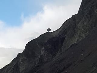 Hikers on the way up Bláhnúkur photo taken in Grænagi