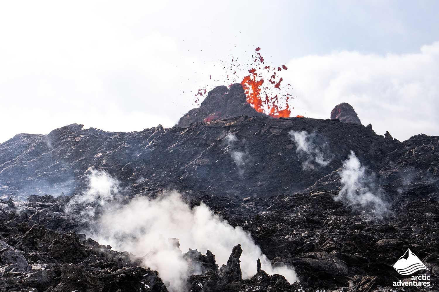 Geldingadalur Fagradalsfjall erupting Iceland during 4 day tour Iceland