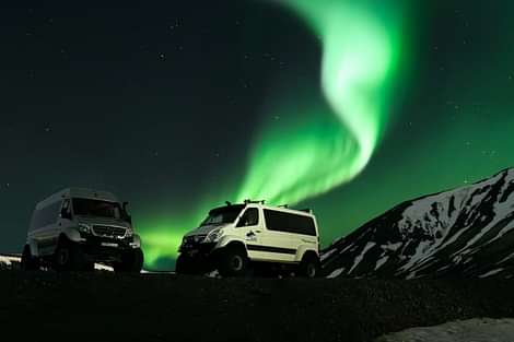 Super jeeps during 4x4 northern lights tour Iceland