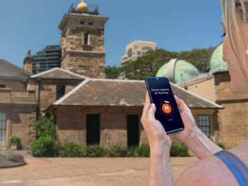 Self-guided tour of Sydney: In front of Hyde Park Barracks, a UNESCO listed historic site.