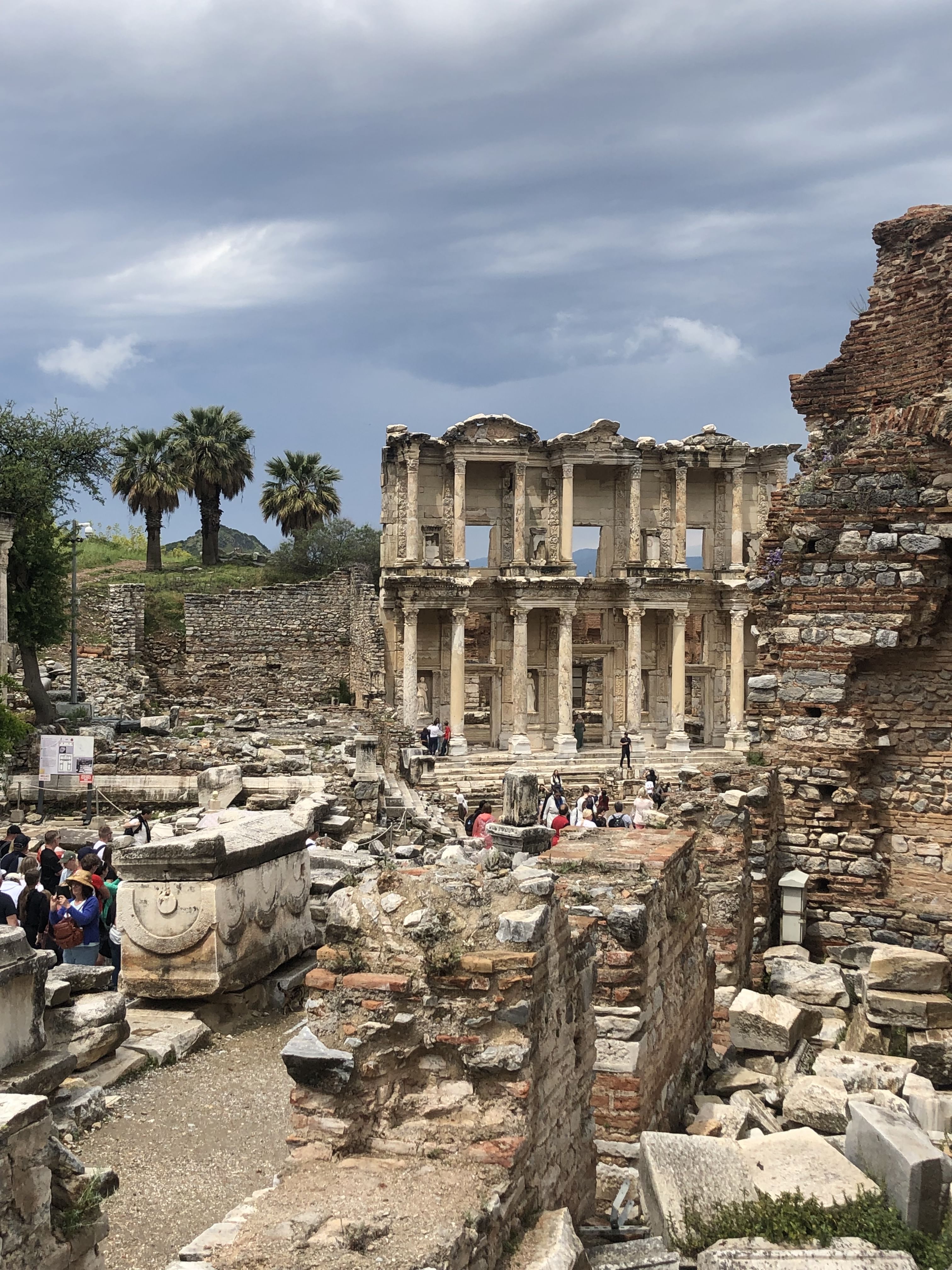 The celsus library with tourists