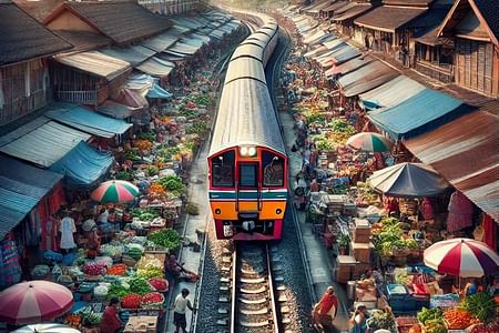 Maeklong Railway & Damnoen Saduak Floating Market Adventure from Bangkok