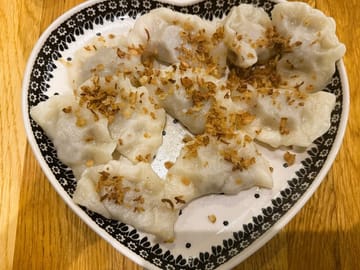 Delicious Handmade pierogi with a refreshing, fruity kompot