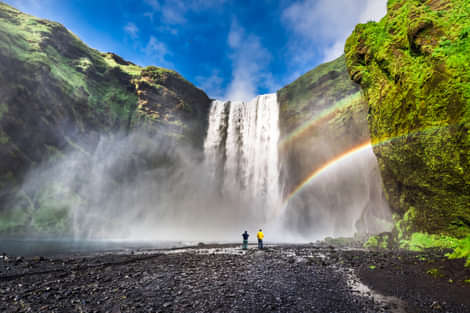 Skogafoss waterfall in summer