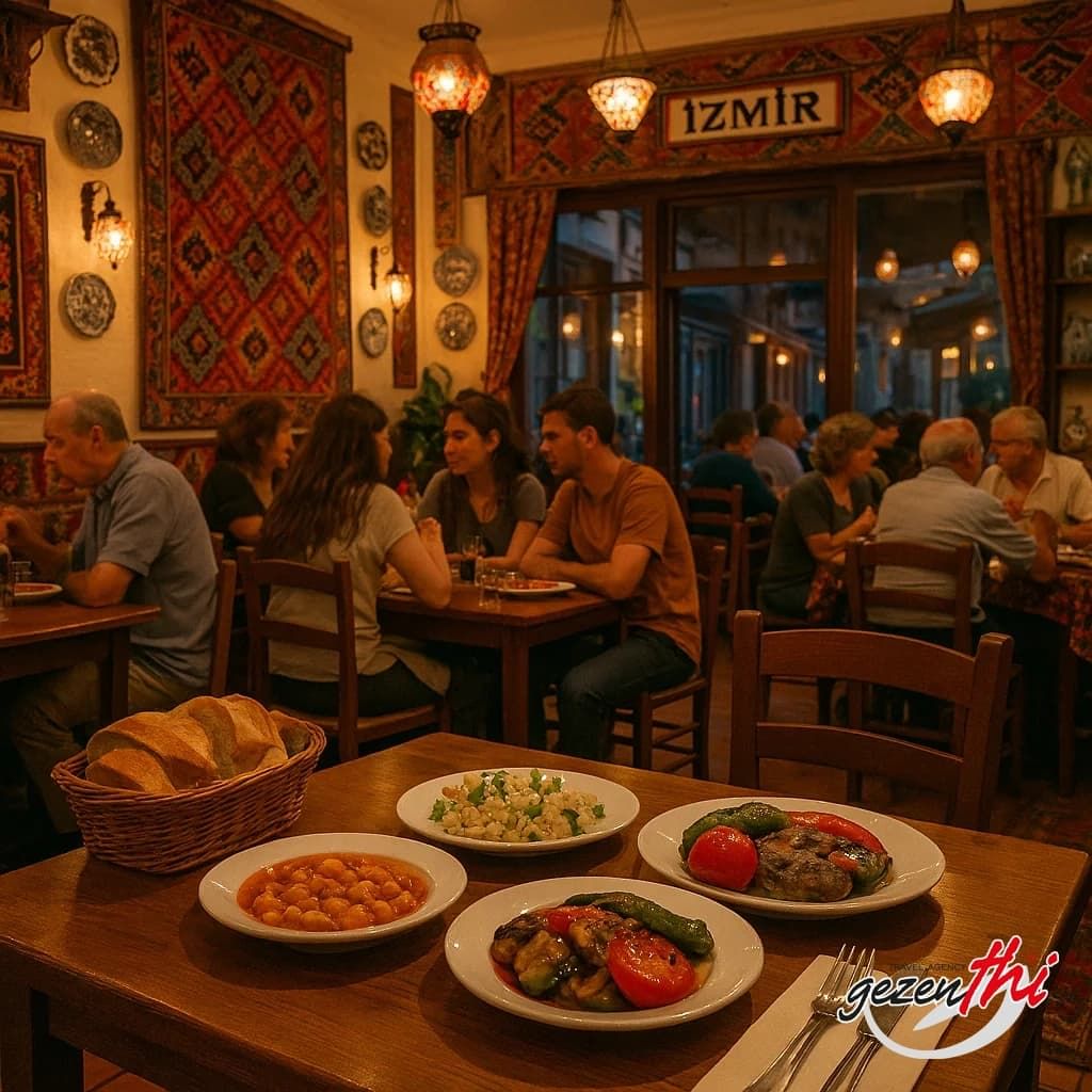 Enjoying authentic flavors in a cozy Izmir restaurant