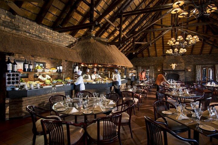 Enjoying lunch with animal views at Bakubung Lodge during a day safari in Pilanesberg