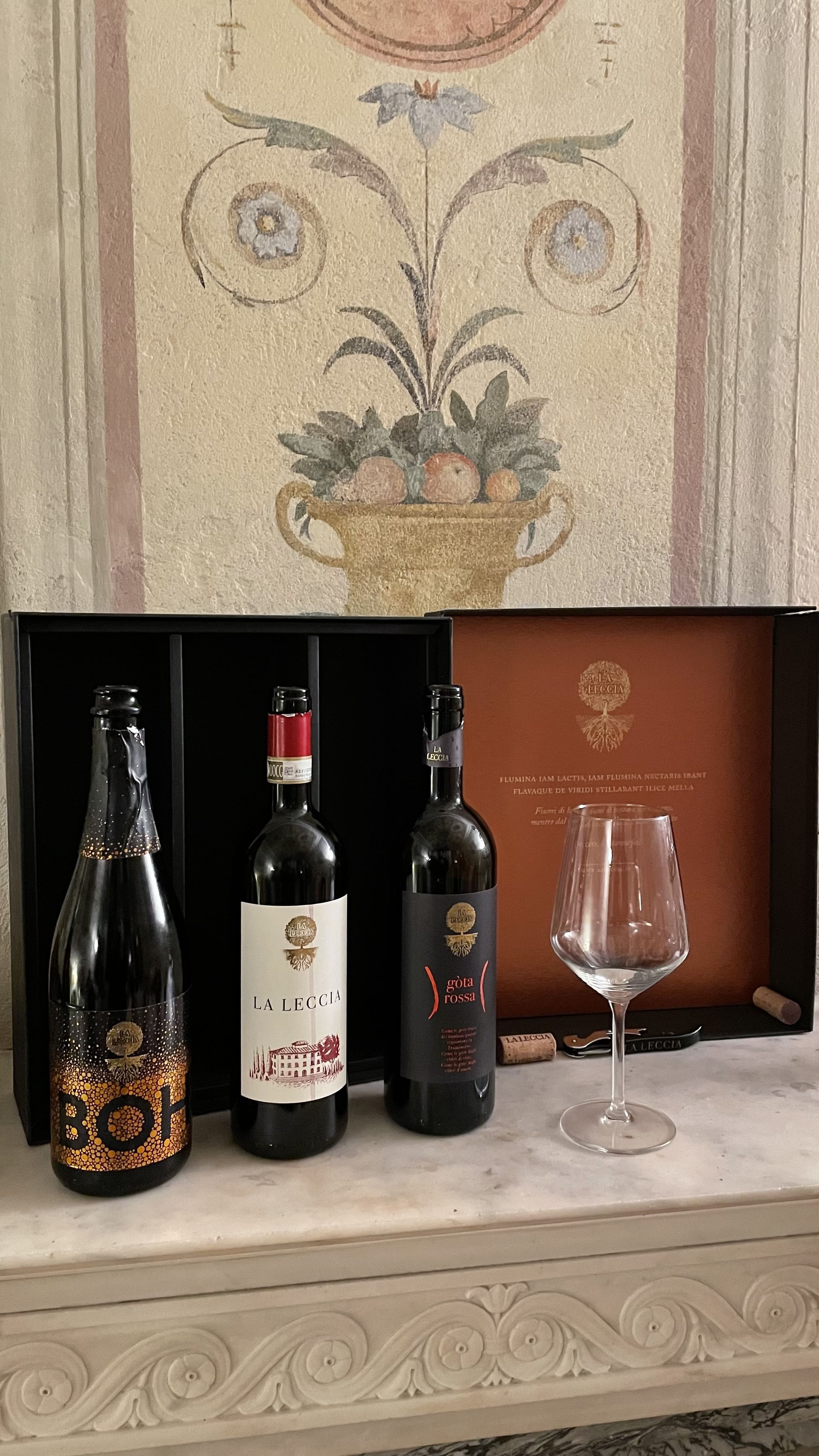 Dispaly of some bottles of red Chianti wine