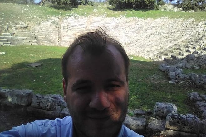 Theodore Guide in The Ancient theater of Oiniades.