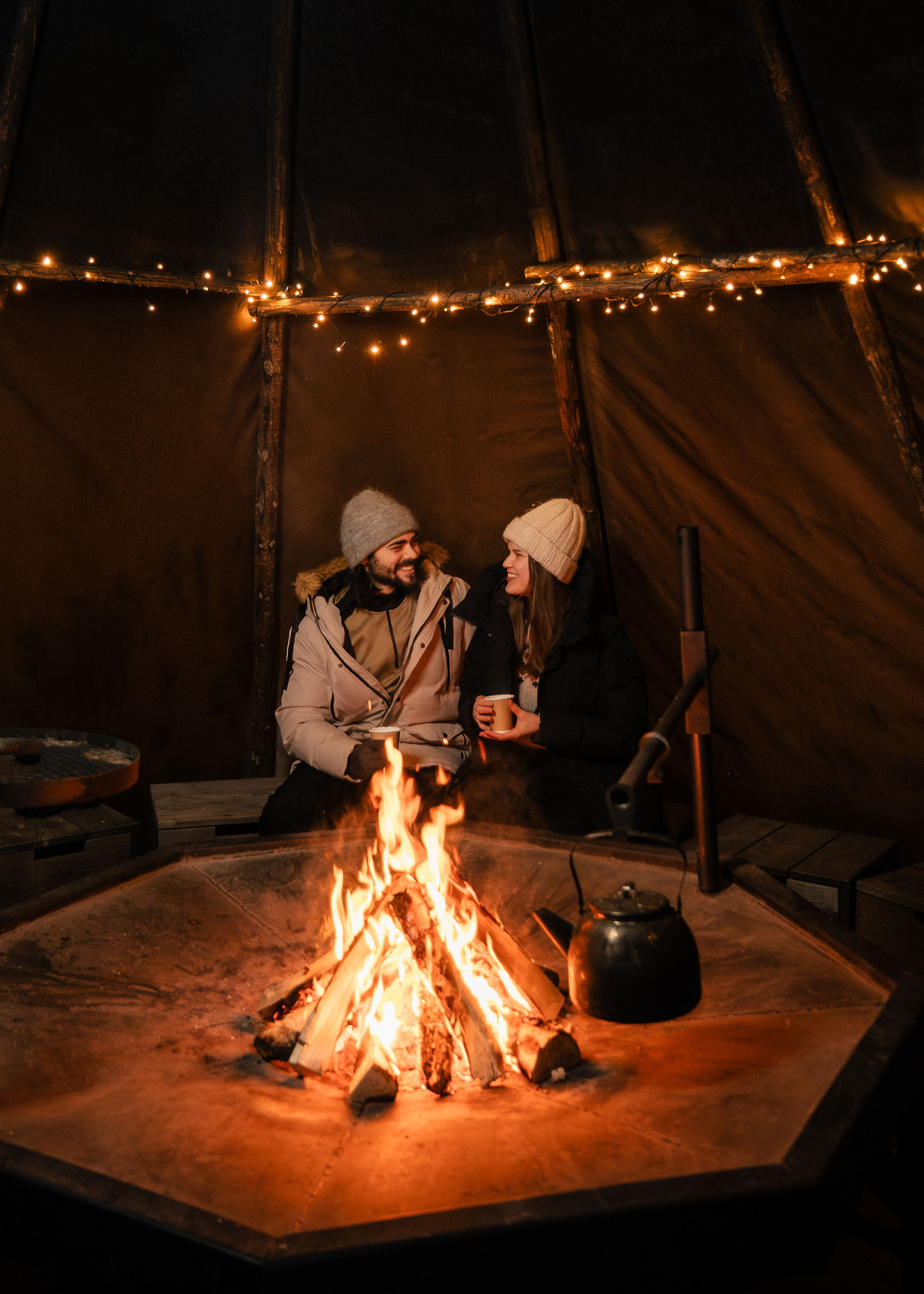 A cozy teepee, which can be used after the sauna experience