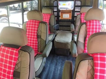 Our safari car with comfortable seats and a fridge