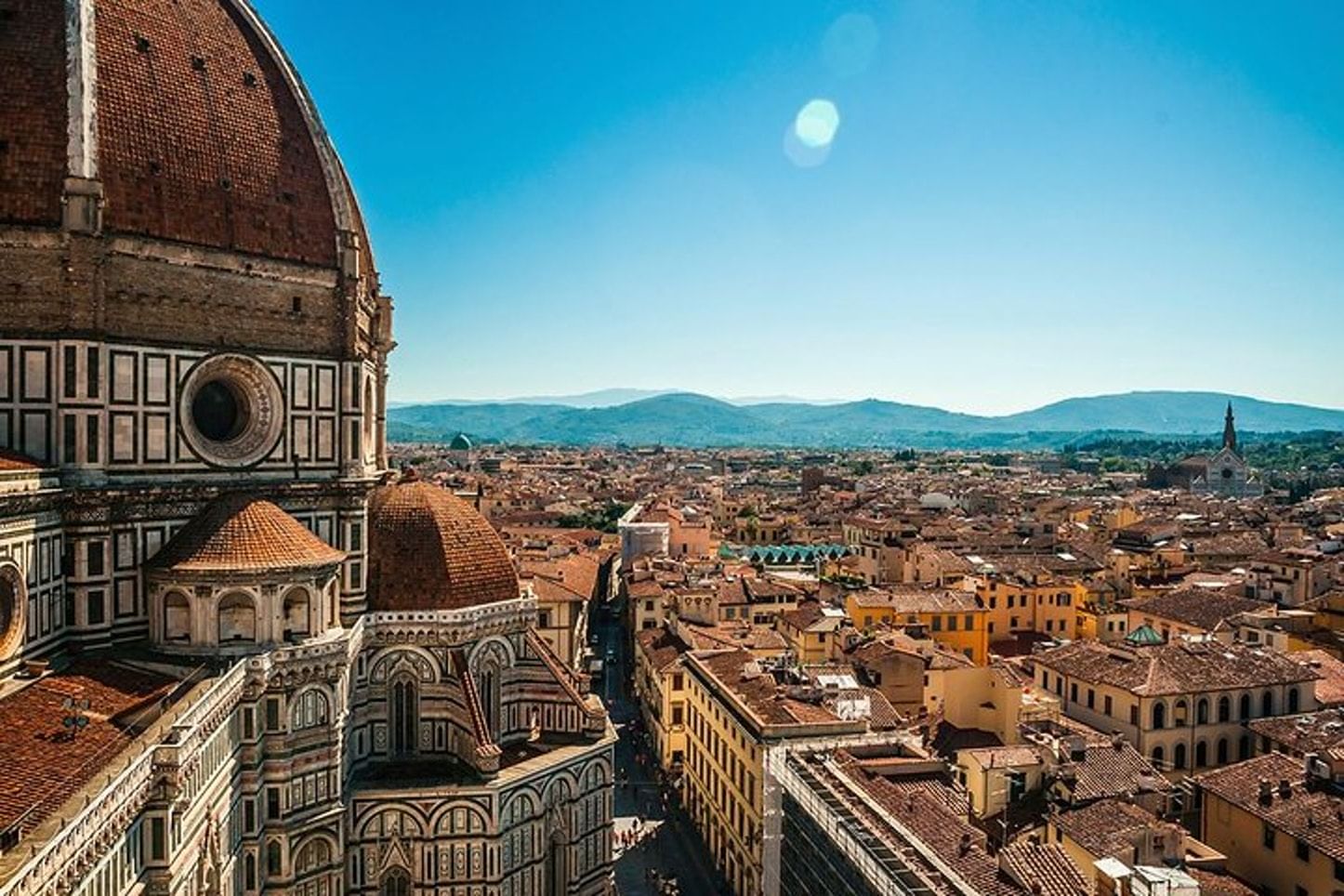 View of the Brunelleschi's Dome on the far left of the picture and a view of Florence's city centre
