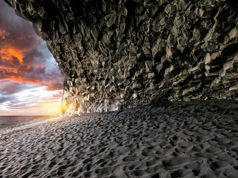 Basalt columns at Reynisfjara black sand beach