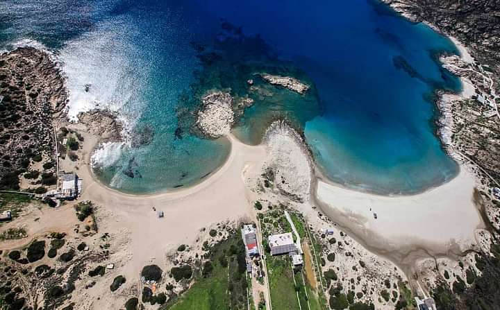 Manganari beach on Ios island seen from the air