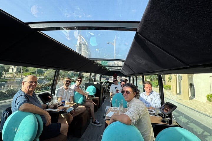 Dubai: Bustronomy Gourmet Brunch, Afternoon Tea, or Dinner on a Luxury Glass-Roof Bus!