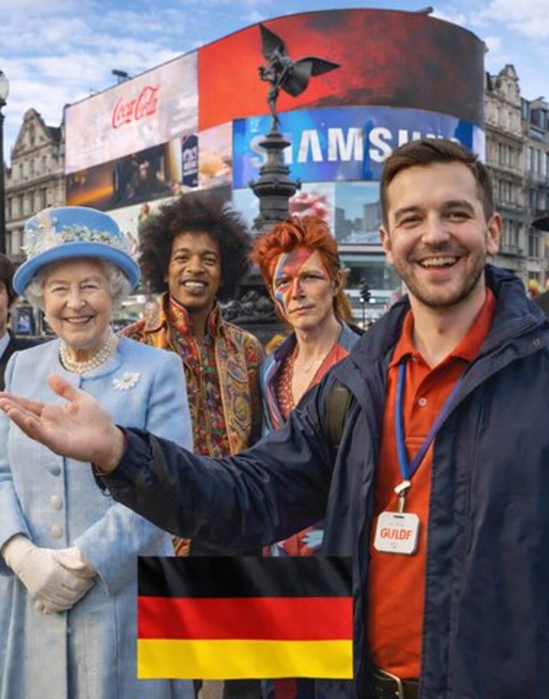 A See Your City guide and guests on a London street