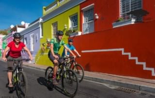 Exploring the rainbow-hued lanes of Bo-Kaap by bicycle.
