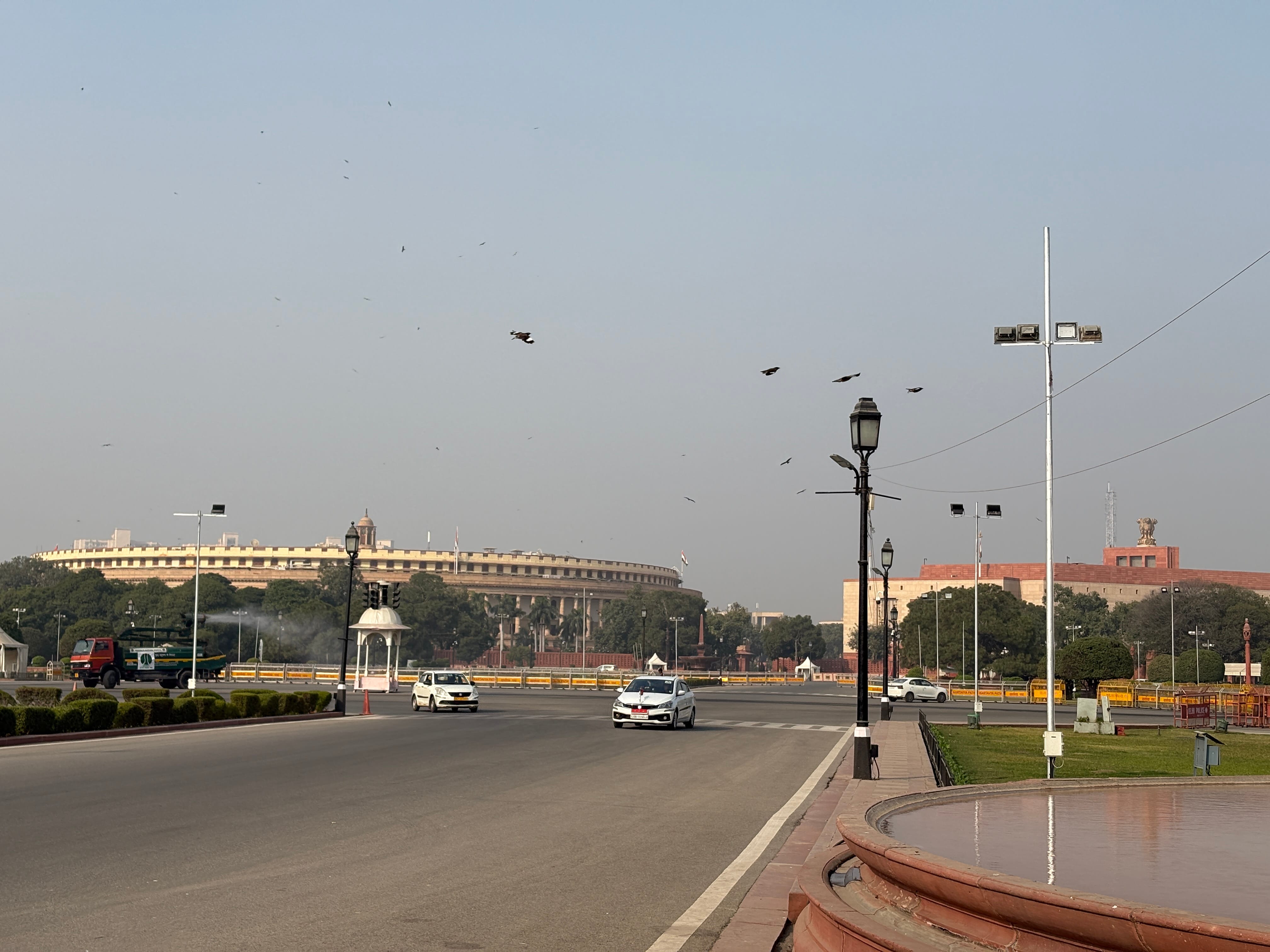 Old and New Parliament building Delhi