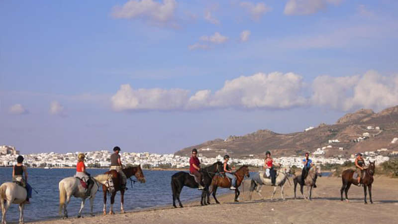 View Naxos town from Agios Georgios beach