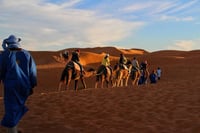 Camel ride in teh Sahara Desert