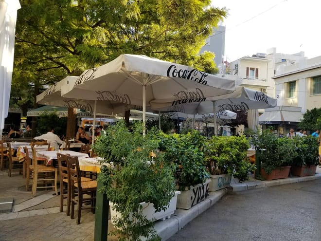 <p>Street side restaurant cafe, Platka, Athens</p>