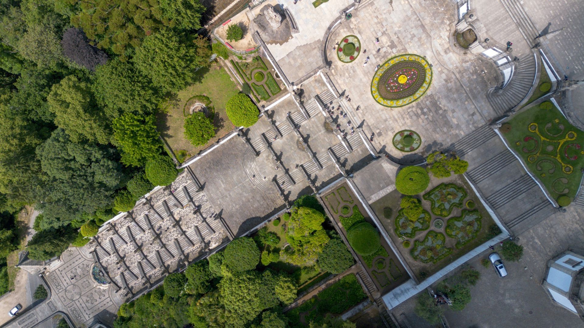Aerial image of the Sacred Way staircase of Bom Jesus do Monte in Braga, part of Cooltour Oporto's Braga & Guimarães Tour
