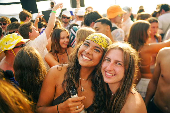 The crowd on the dancefloor at sea