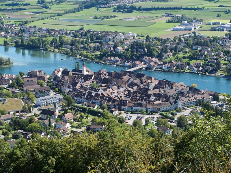 Stein am Rhein e o rio, vistos do alto.