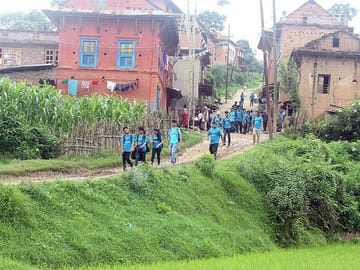 Hikers hiking from Namo Budhha to Balthali