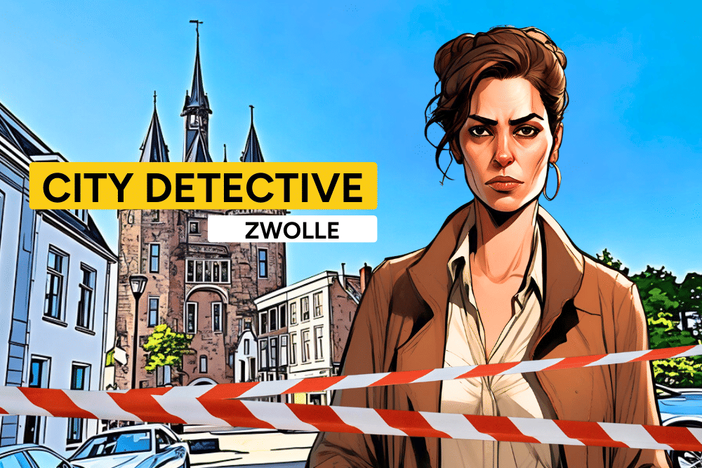 The introduction cover photo of the Zwolle Scavenger Hunt City Detective by Qugato. Game character Camila introduces herself.