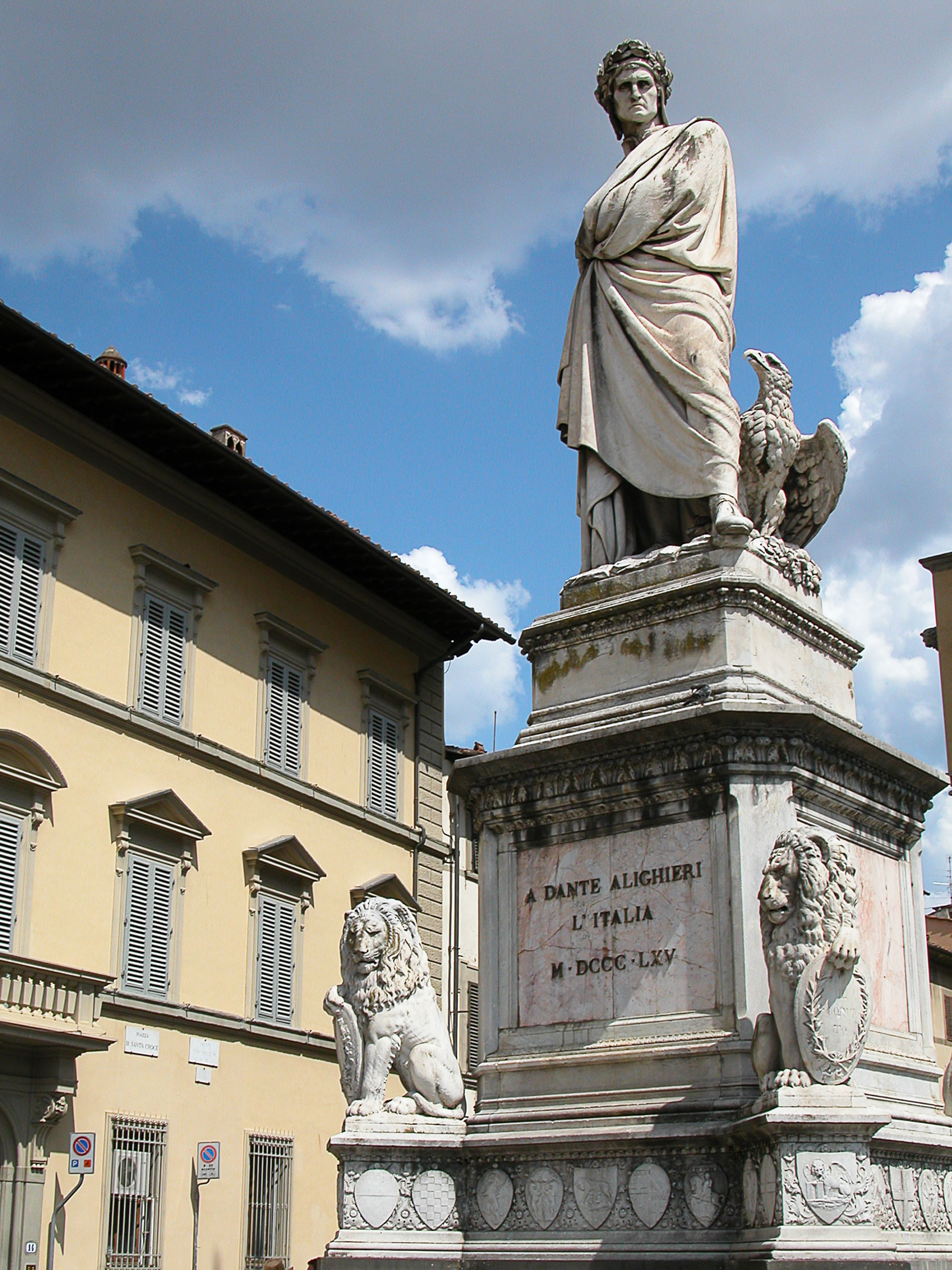 Basement of the Dante Alighieri statue in front of Santa Croce church