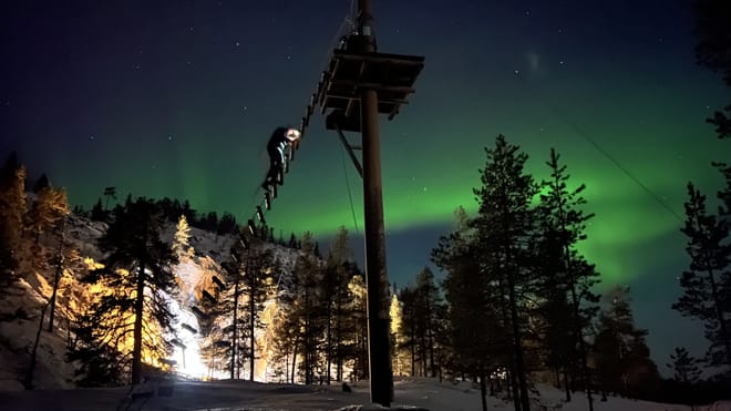 Aurora Adventure: Zipline & climbing adventure under the northern lights