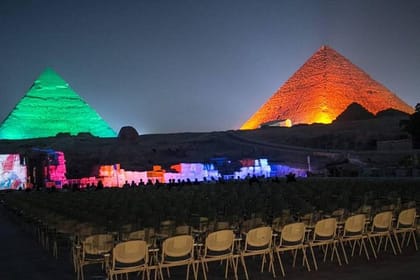 Pyramids of Giza Sound and Light Show from Cairo