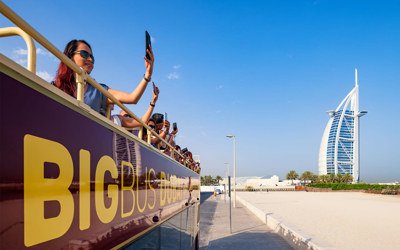 "Take the scenic route and see Dubai in style with the Big Bus Tour – the ultimate way to capture memories."