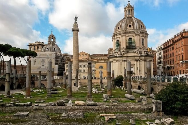 Trajan's Column and Church of the Most Holy Name of Mary, Rome