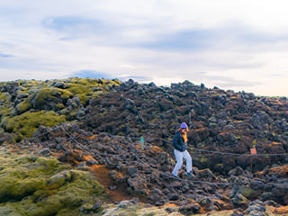 We take a walk to see volcanic lava fields and Icelandic moss at Eldhraun lava field.