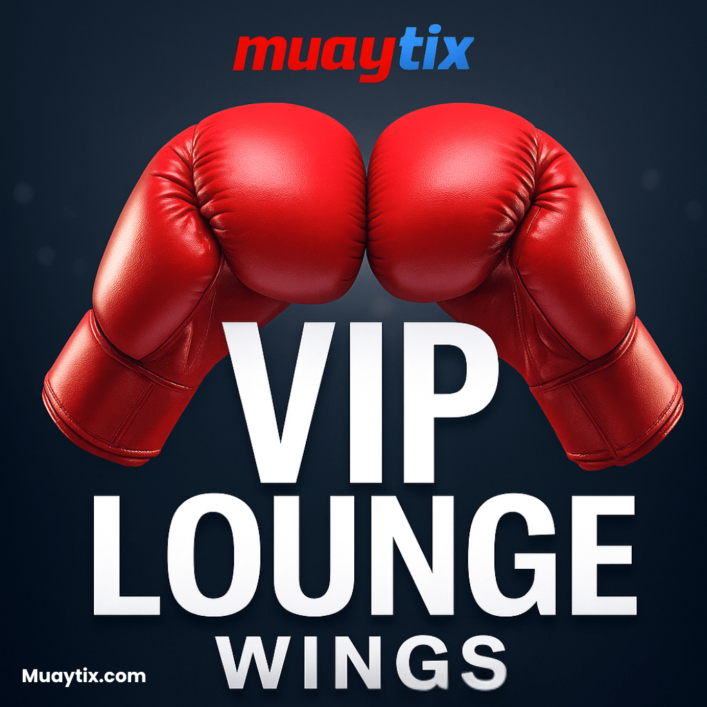 Rajadamnern Knockout event poster with red boxing gloves promoting Muay Thai fights in Bangkok by MuayTix