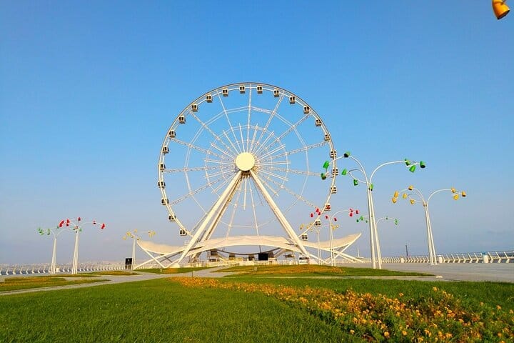 baku city tour-Azerbaijani culture-Local food markets-Evening city lights-Baku nightlife- Ferris Wheel-Baku Eye
