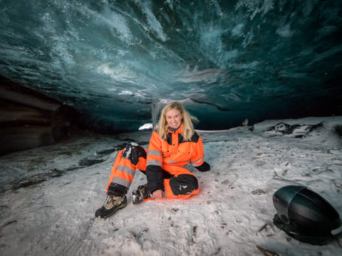 Glacier Snowmobiling & Ice Cave from Geysir Area