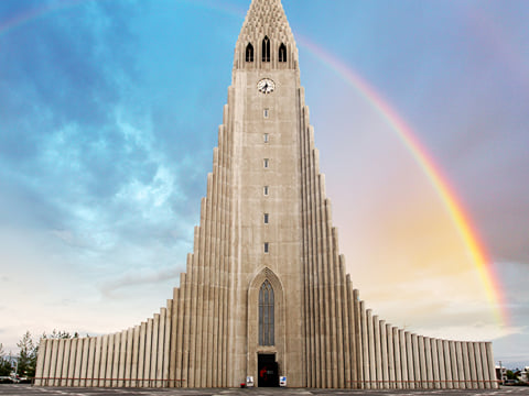 Hallgrimmskirkja, the big Church in downtown Reykjavik, one of the most famous landmarks in Reykjavik