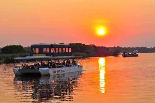The best way to enjoy an African Sunset on the Mighty Zambezi River.