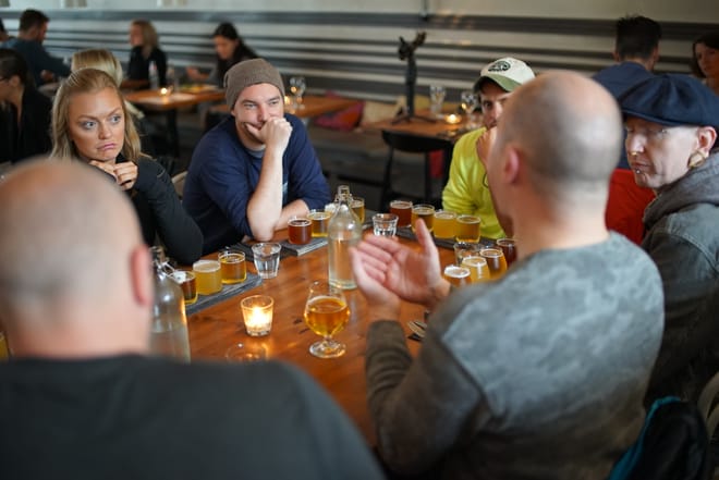 A group of guests enjoying themselves on The Reykjavik Beer & Booze Tour